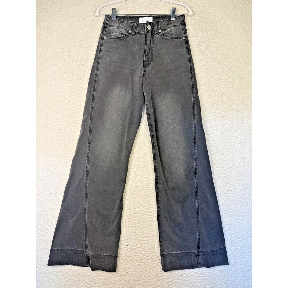 Dear John Jeans Womens 26 Black Fiona Wide Leg High Rise Relaxed Stretch Denim